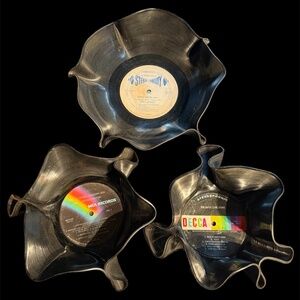 Vintage Upcycled Vinyl Record Bowl Set 1963-73, Set of 3 7" 45 Records